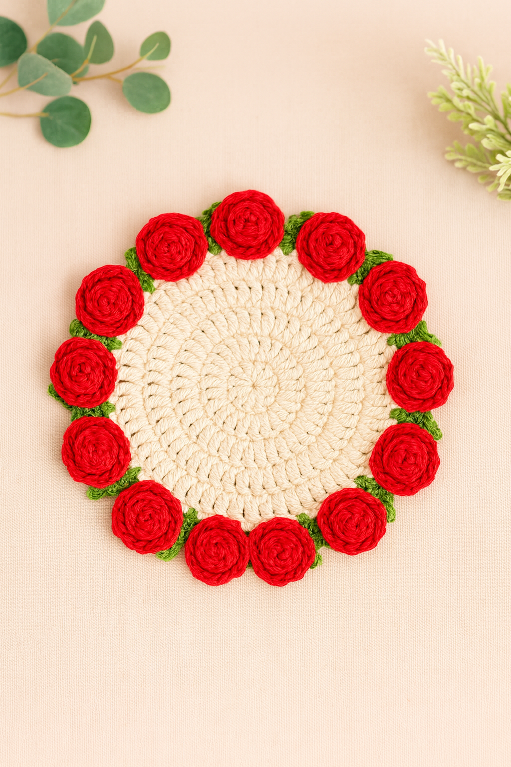 Handmade Crochet Rose Table Mat