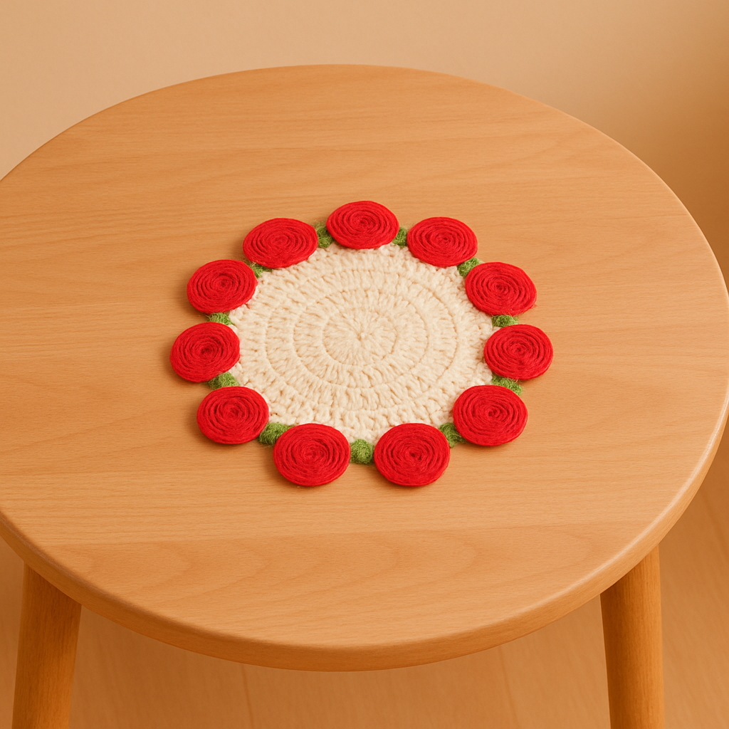 Handmade Crochet Rose Table Mat