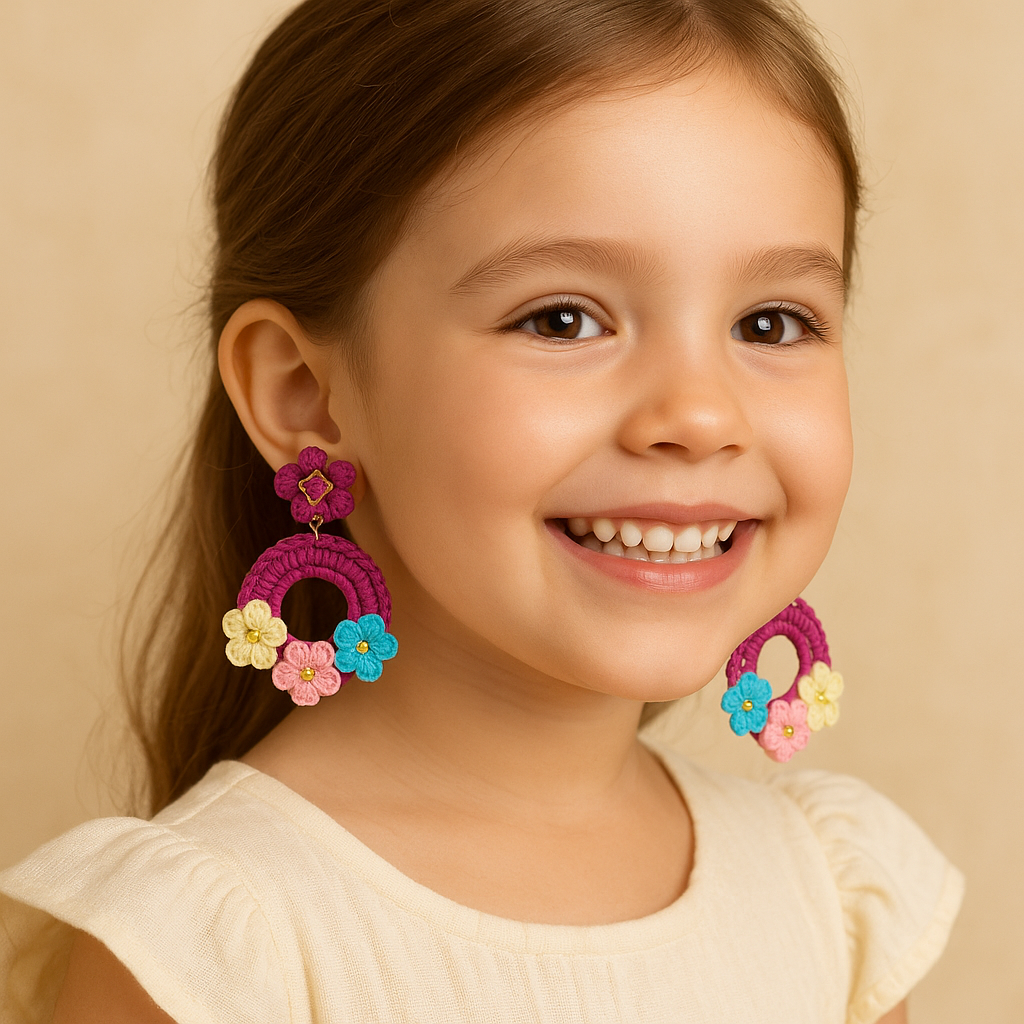 Crochet Bloom Hoop Earrings