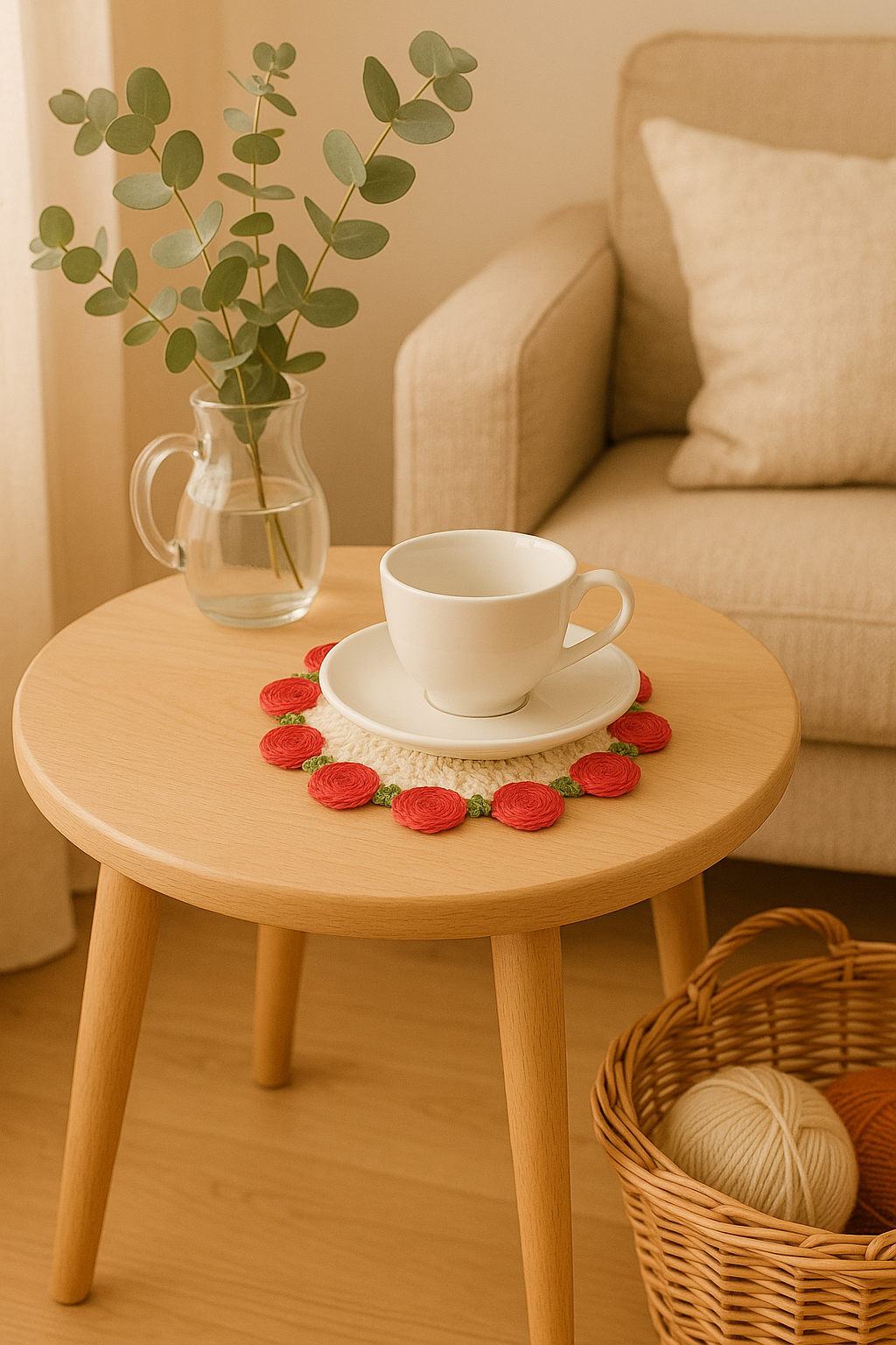 Handmade Crochet Rose Table Mat