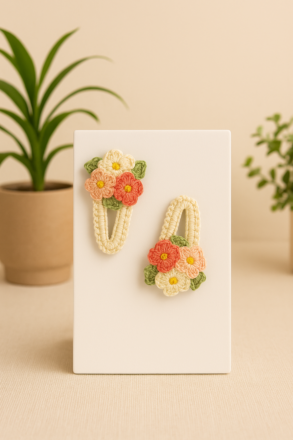 Handmade Crochet Flower Hair Clips – Set of 2