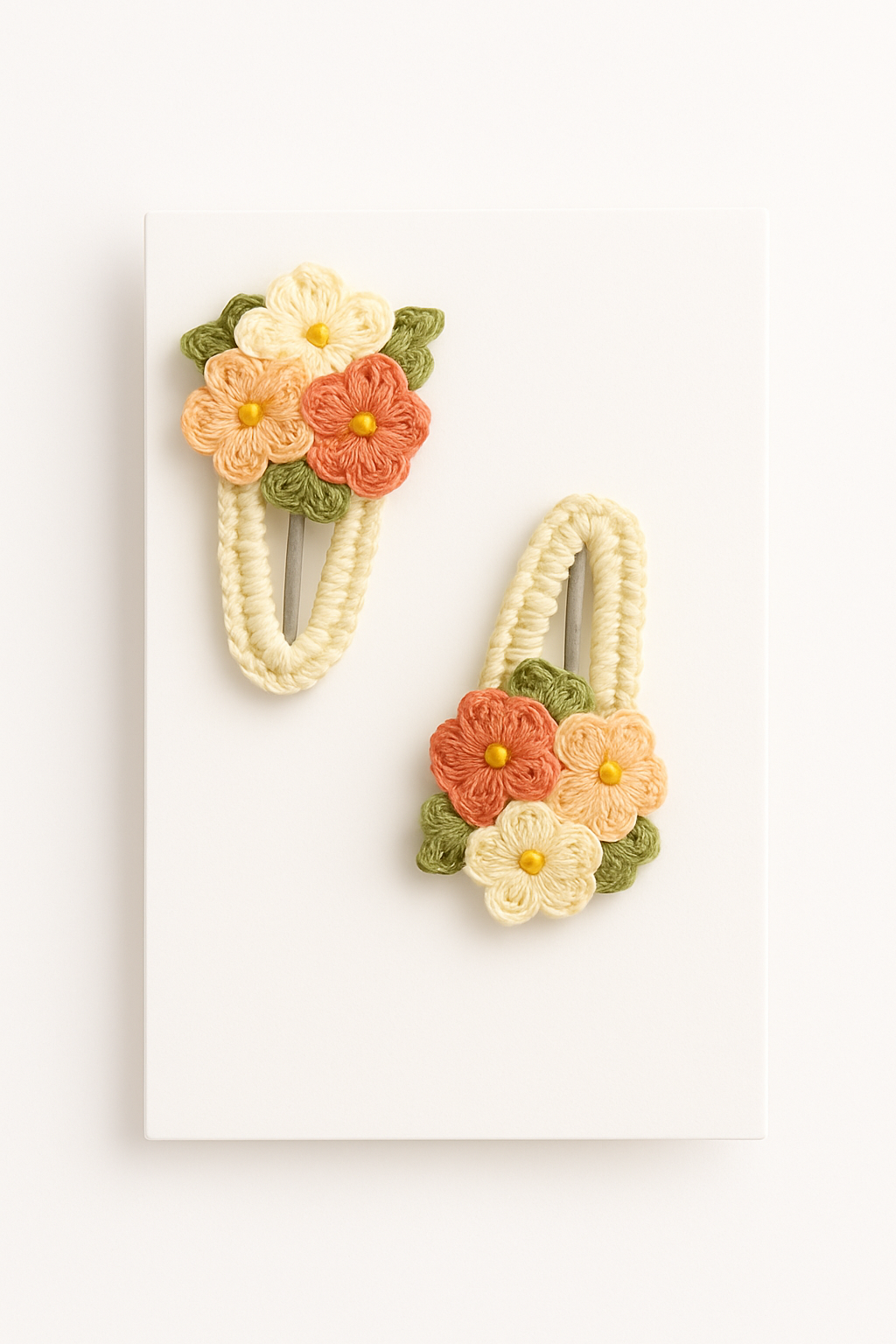 Handmade Crochet Flower Hair Clips – Set of 2