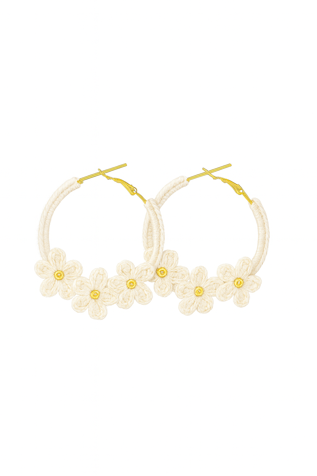 Handmade Crochet Floral Hoop Earrings