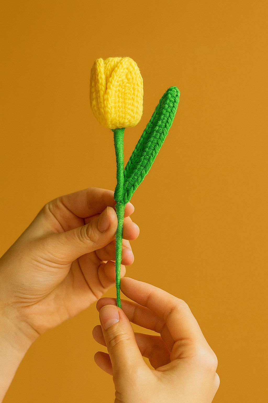 Handmade Crochet Yellow Tulip Flower