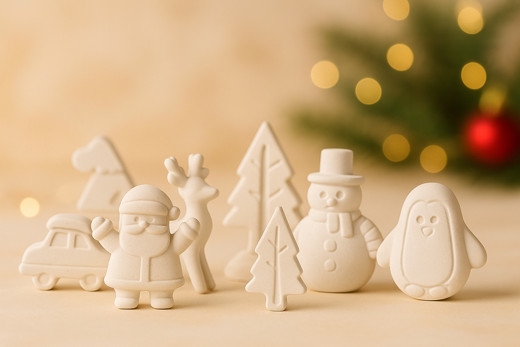 DIY POP Christmas Special Crafting Kit - 5 christmas themed big  shapes, 6 painting colors and a brush