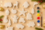 DIY POP Christmas Special Crafting Kit - 5 christmas themed big  shapes, 6 painting colors and a brush