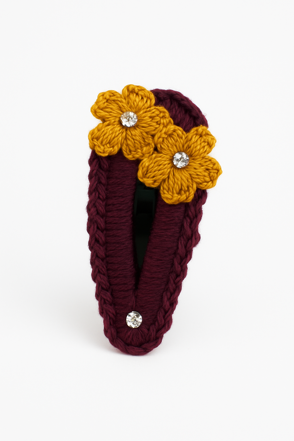 Handmade Mustard Floral Crochet Hair Clip