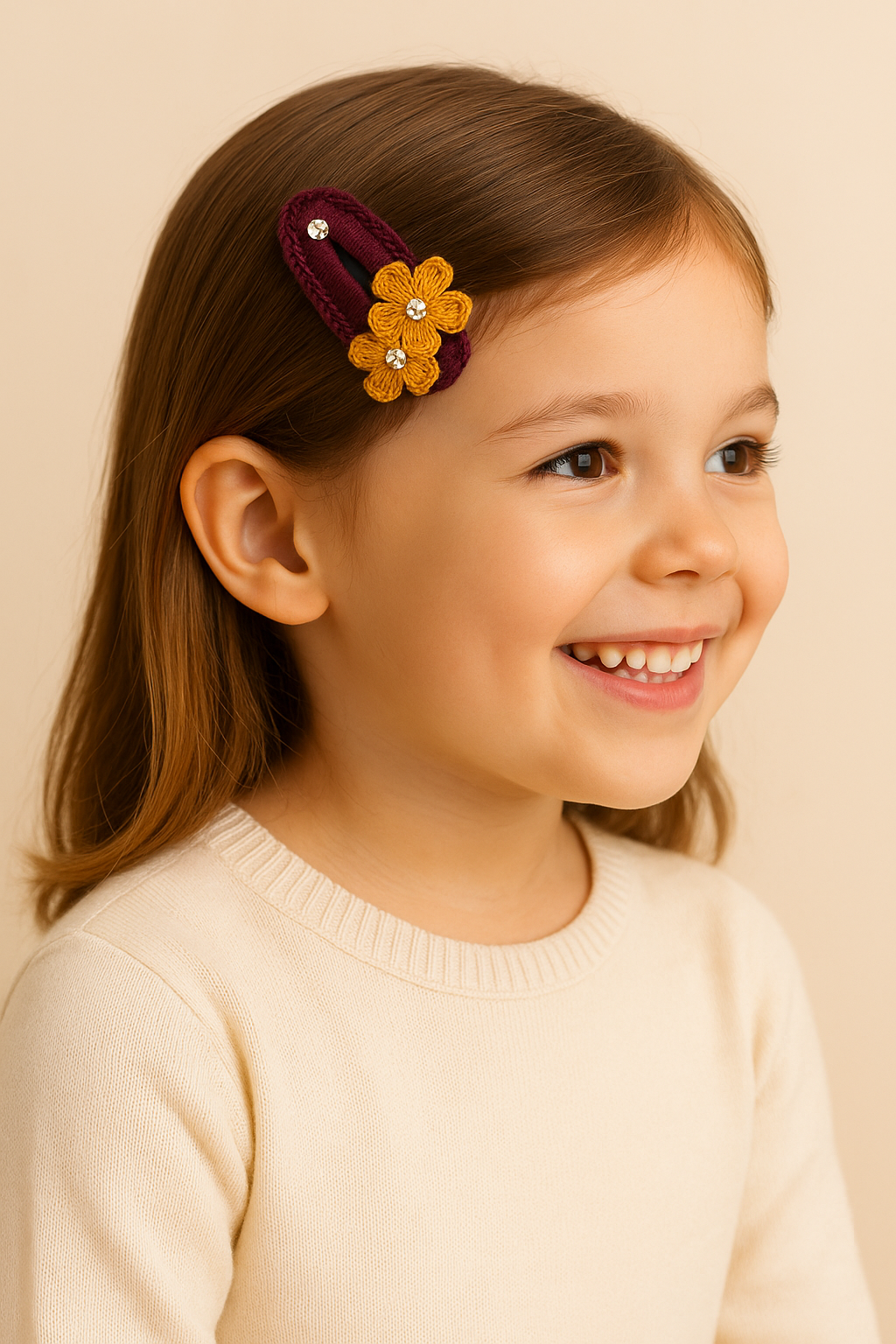 Handmade Mustard Floral Crochet Hair Clip