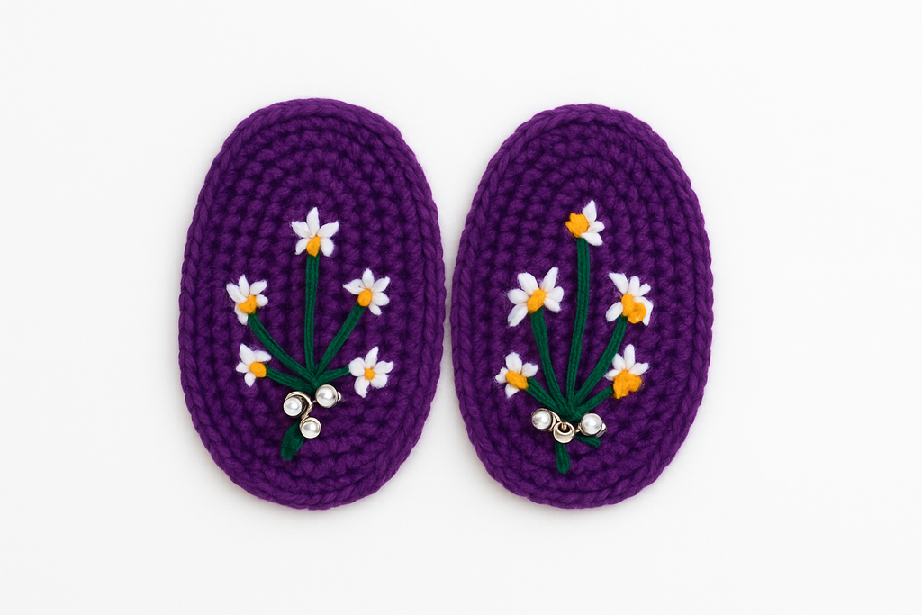 Handmade Purple Daisy Crochet Flower Hair Clips – Set of 2