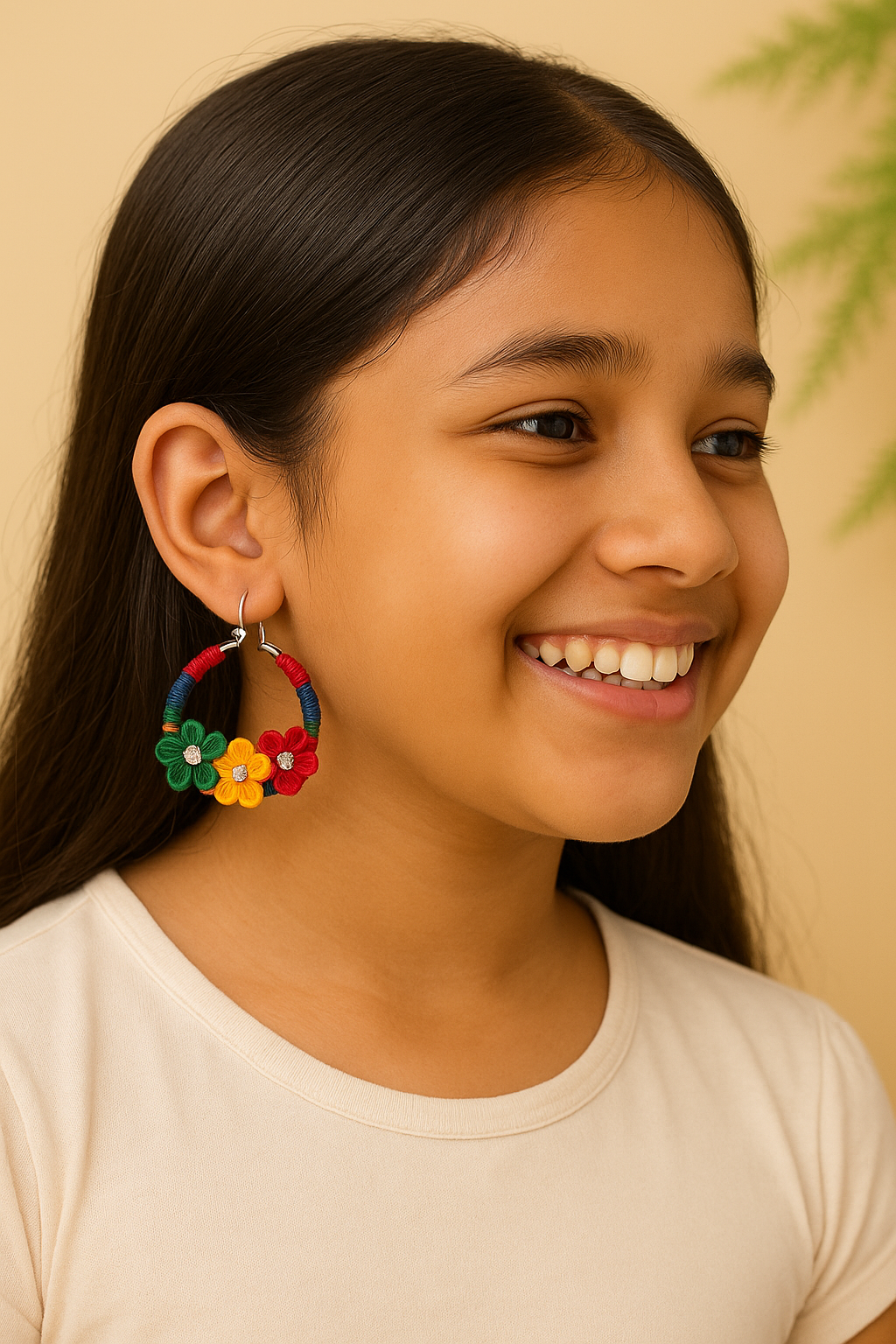 Handmade Multicolor Crochet Flower Hoop Earrings for Girls