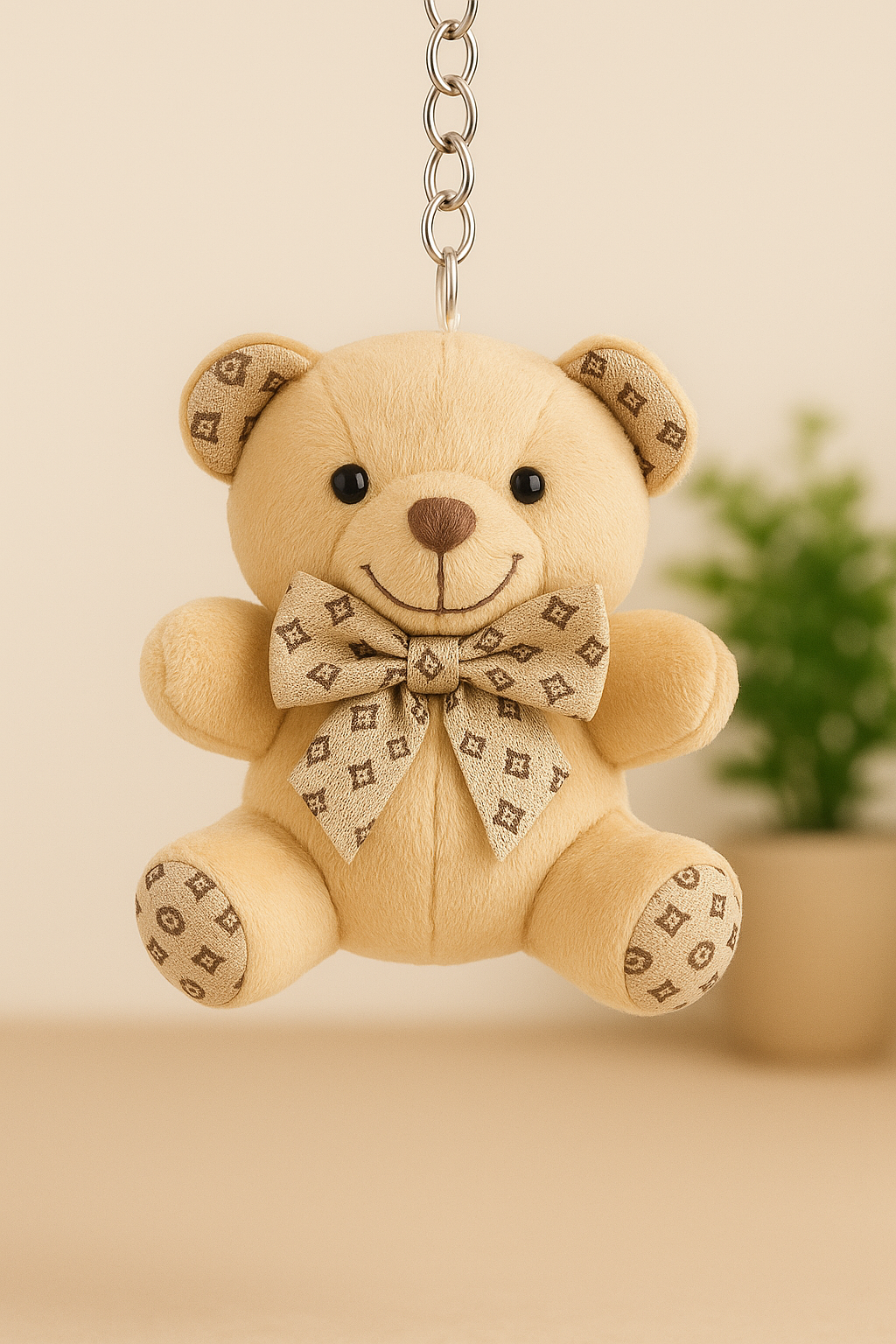 Plush Earthy Shade Teddy Keychain