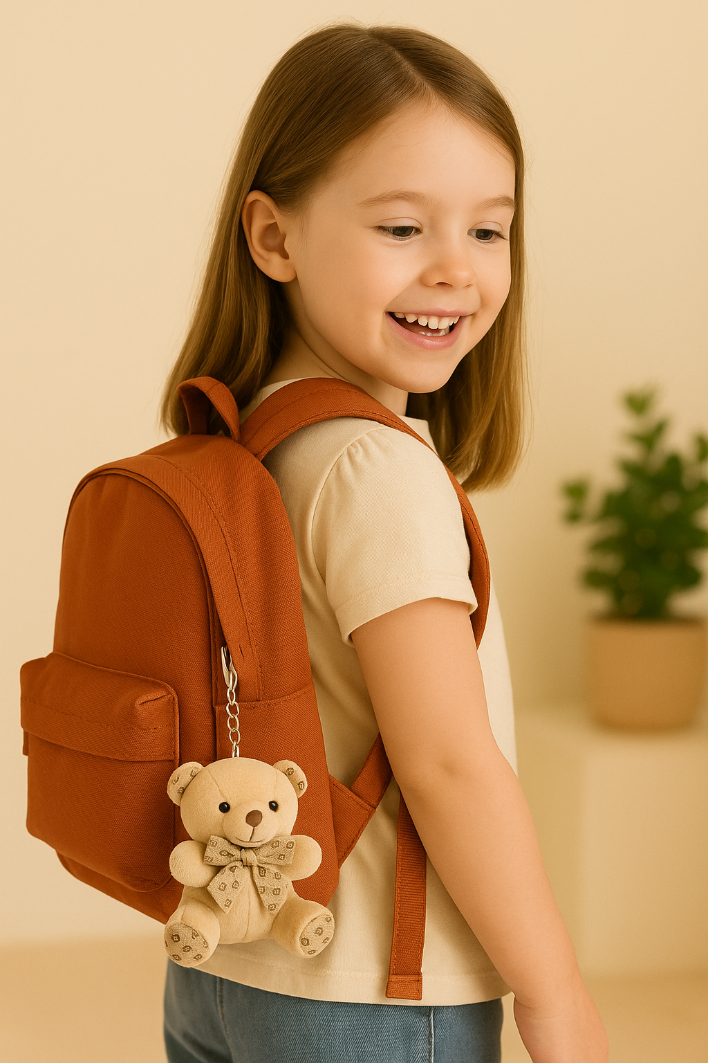 Plush Earthy Shade Teddy Keychain