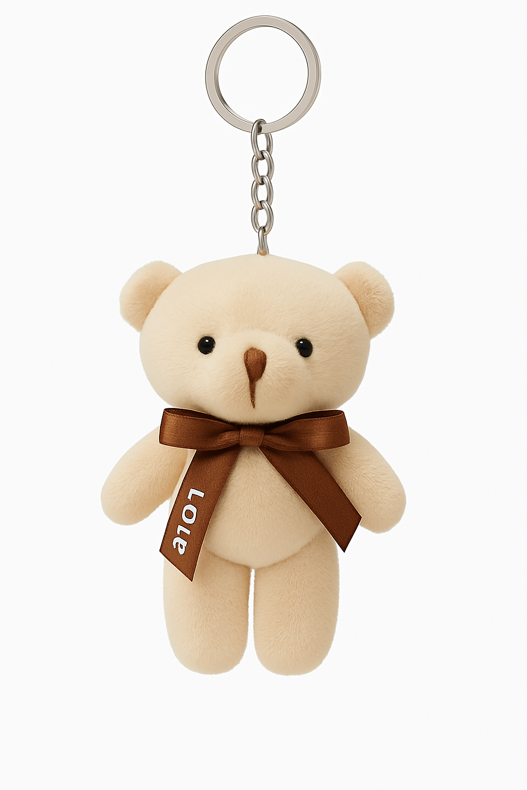 Plush Off White Teddy Keychain