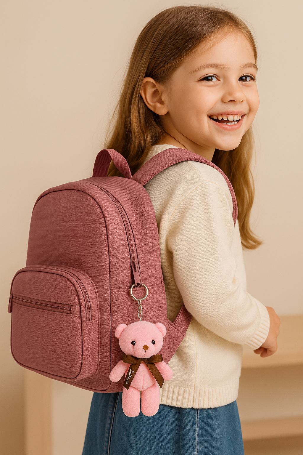 Plush Pink Teddy Keychain