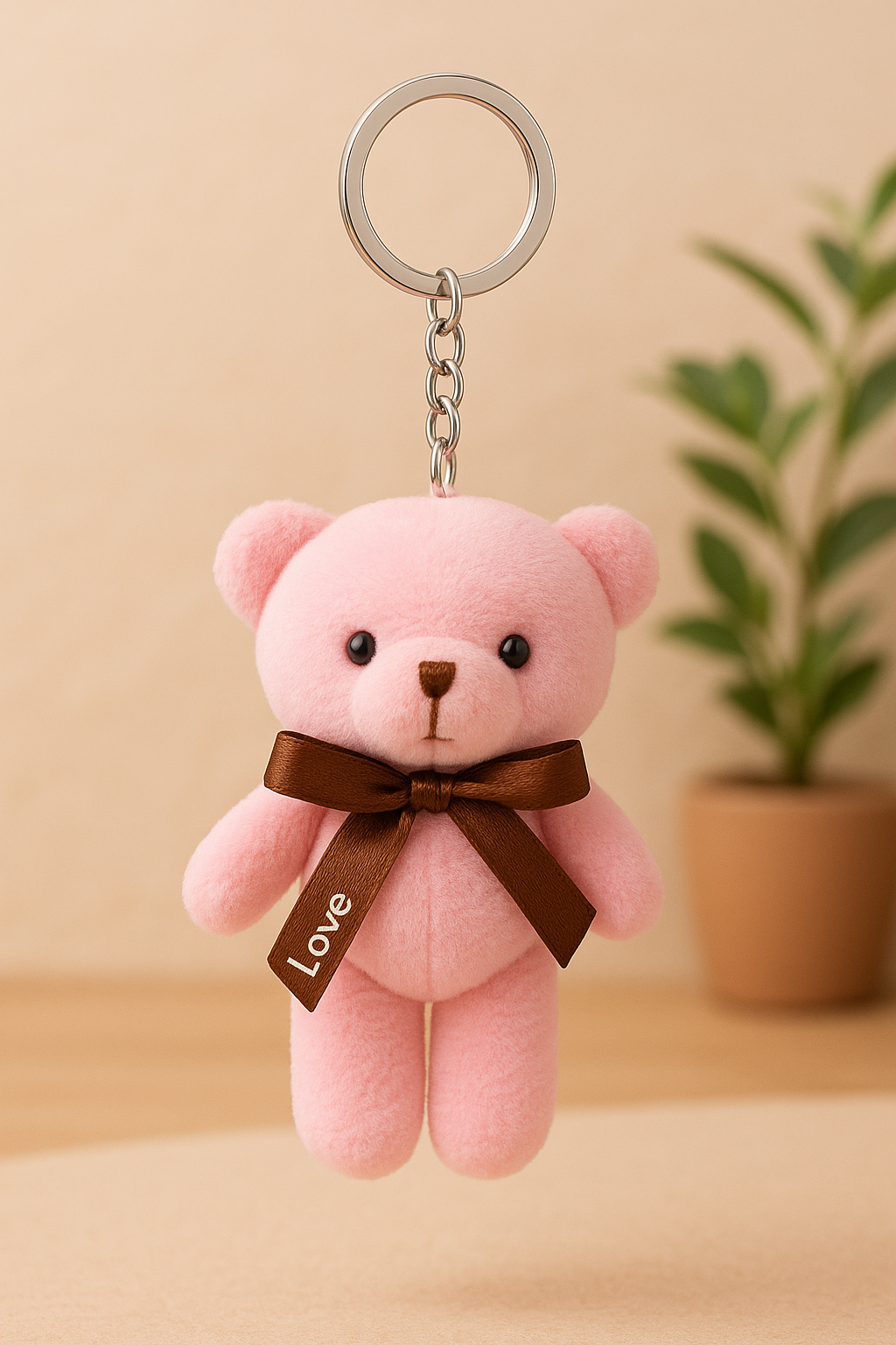 Plush Pink Teddy Keychain