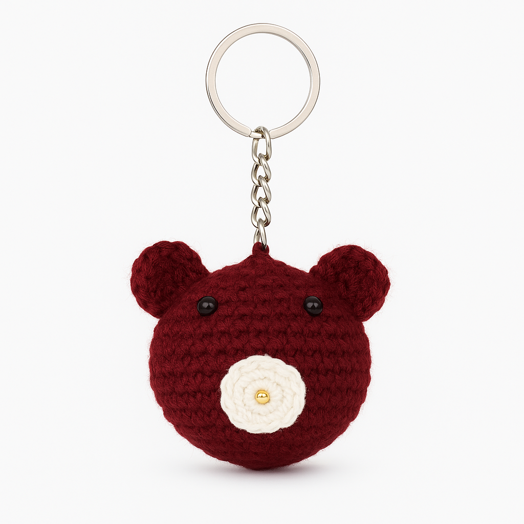 Maroon Crochet Bear Keychain/Bag Charm