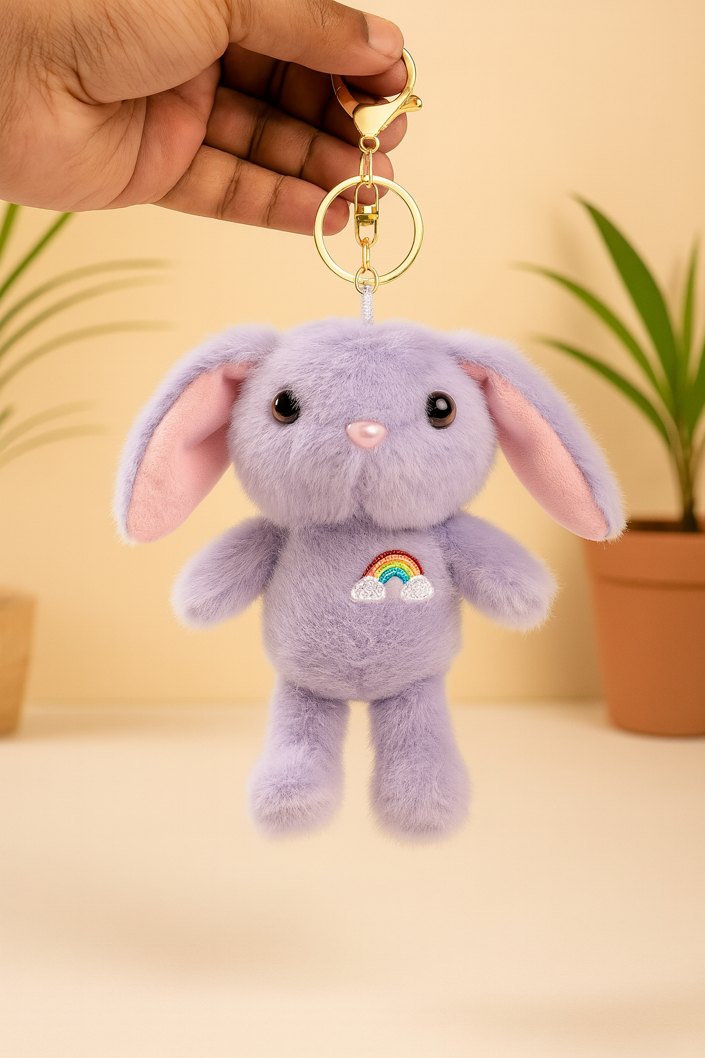 Lavender Bunny Plush Keychain/Bag Charm