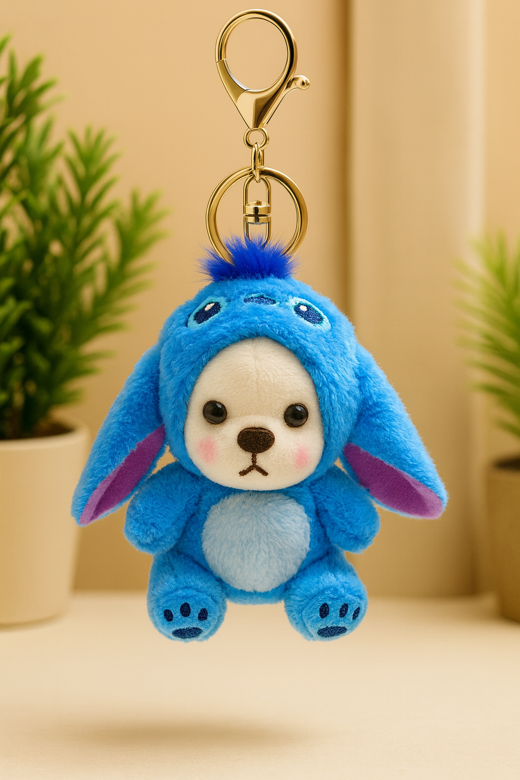 Blue Bunny with hood Plush Bag Charm/Keychain