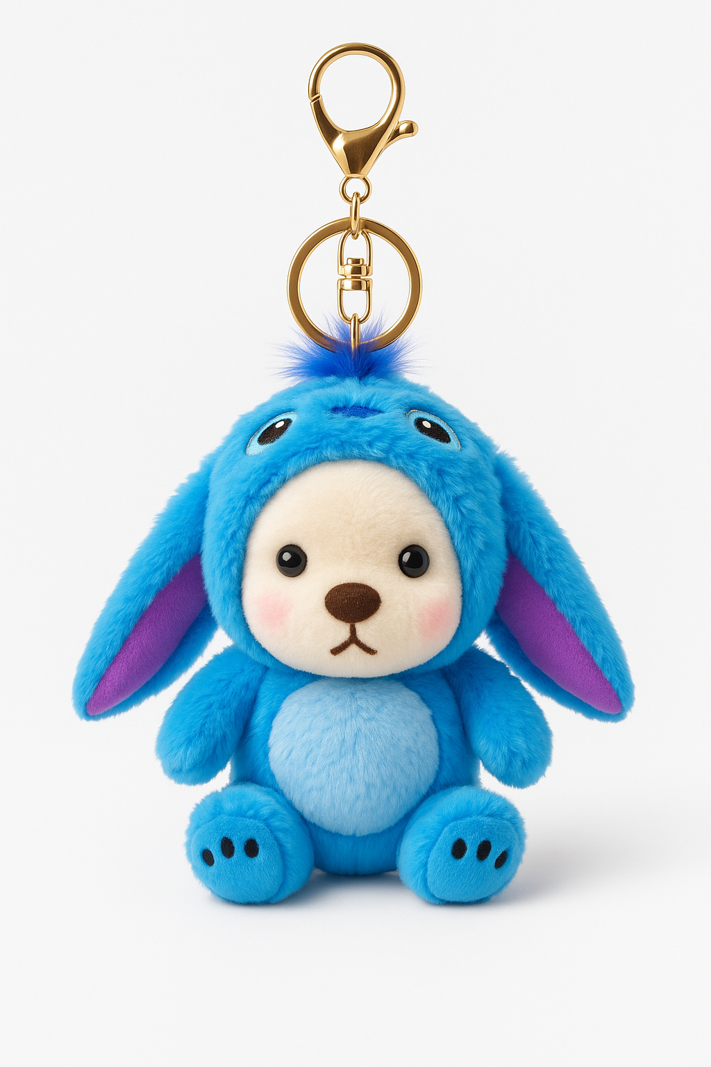 Blue Bunny with hood Plush Bag Charm/Keychain