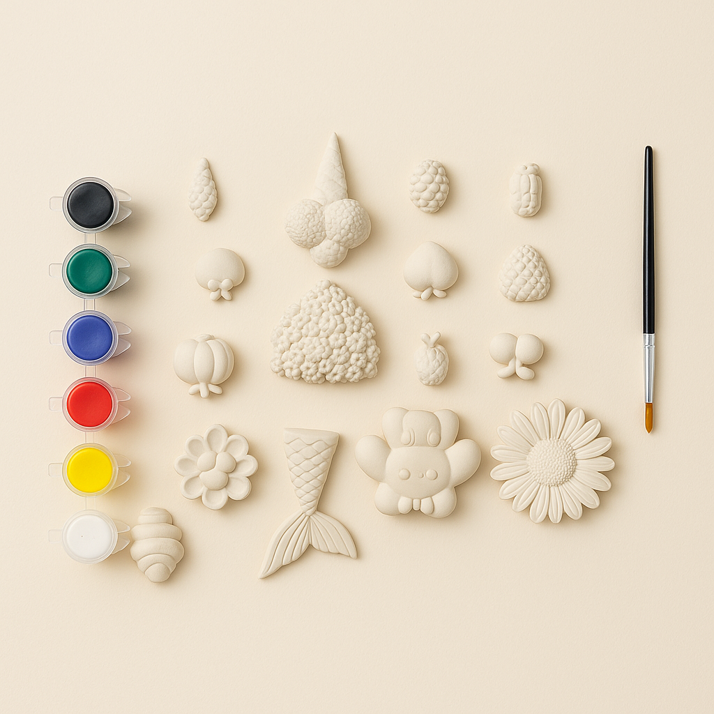 DIY POP Regular Crafting Kit  - 3 big and 5 mini shapes, 6 painting colors and a brush