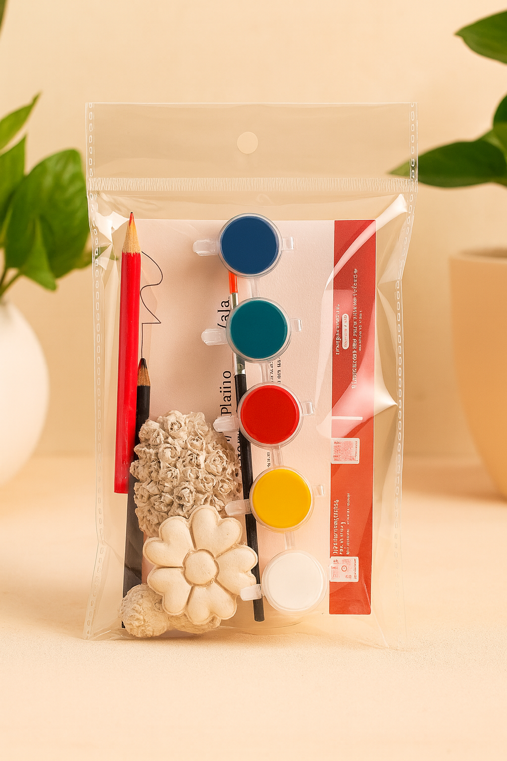 DIY POP Regular Crafting Kit  - 3 big and 5 mini shapes, 6 painting colors and a brush