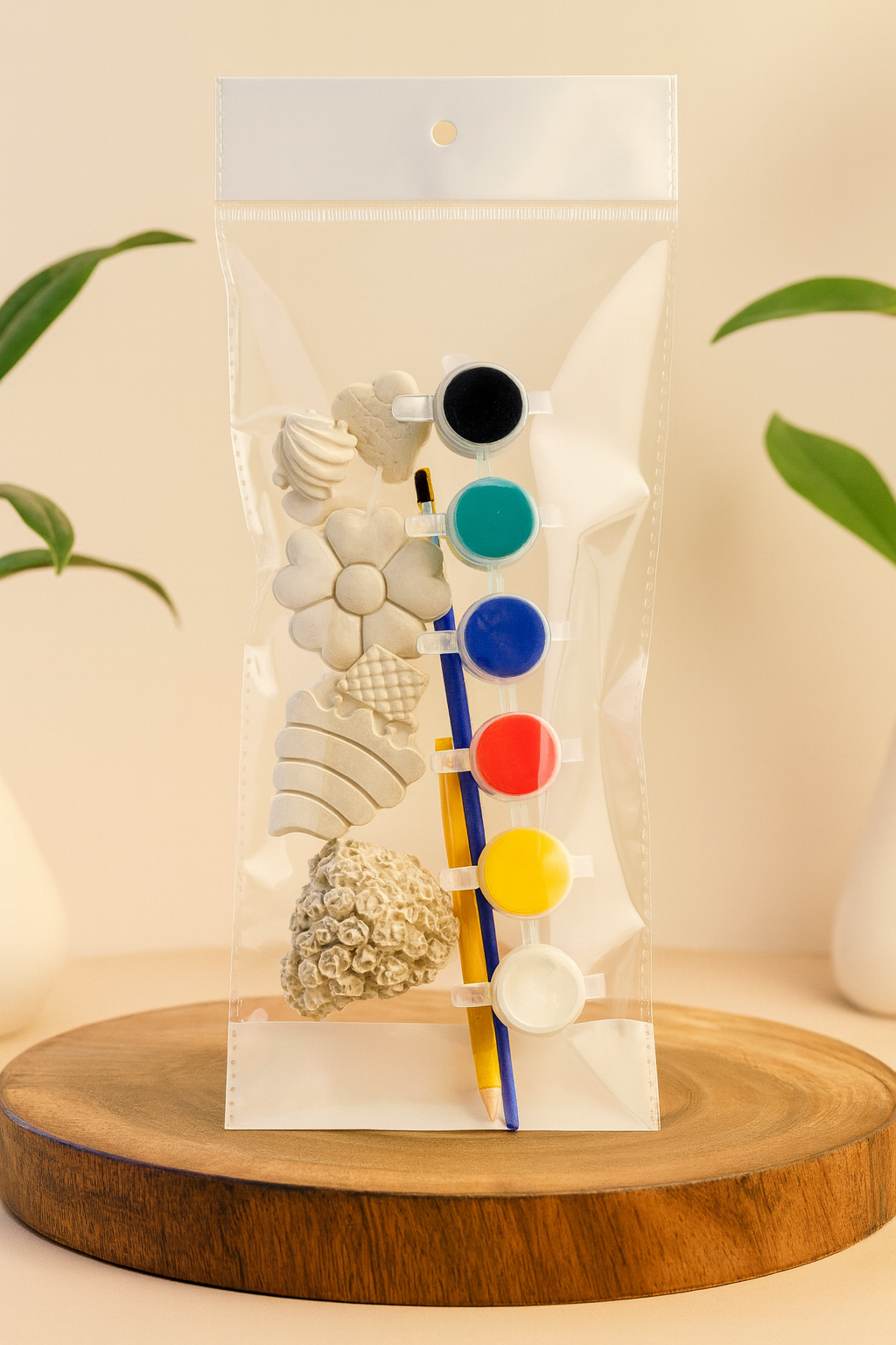 DIY POP Crafting Kit Regular Pack  - 3 big and 5 mini shapes, 6 painting colors and a brush