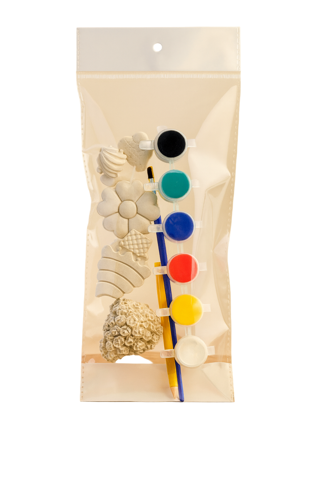 DIY POP Crafting Kit Regular Pack  - 3 big and 5 mini shapes, 6 painting colors and a brush