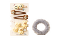 Set of cute hair clips with animal designs on a white background