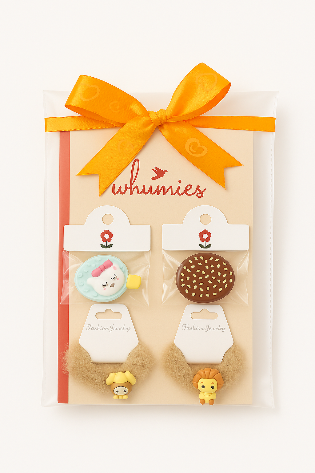 Cute Ice Cream Hair Pins & Cartoon Rubber Bands Set (Pack of 9)