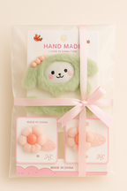 Kanjak Special Plushy Hair Clip & Sparkly Flower Clips (Pack of 9)