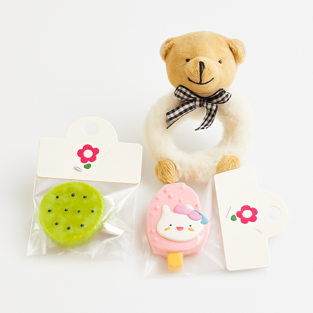Teddy Scrunchie & Ice Cream Hair Clips Set (Pack OF 9)