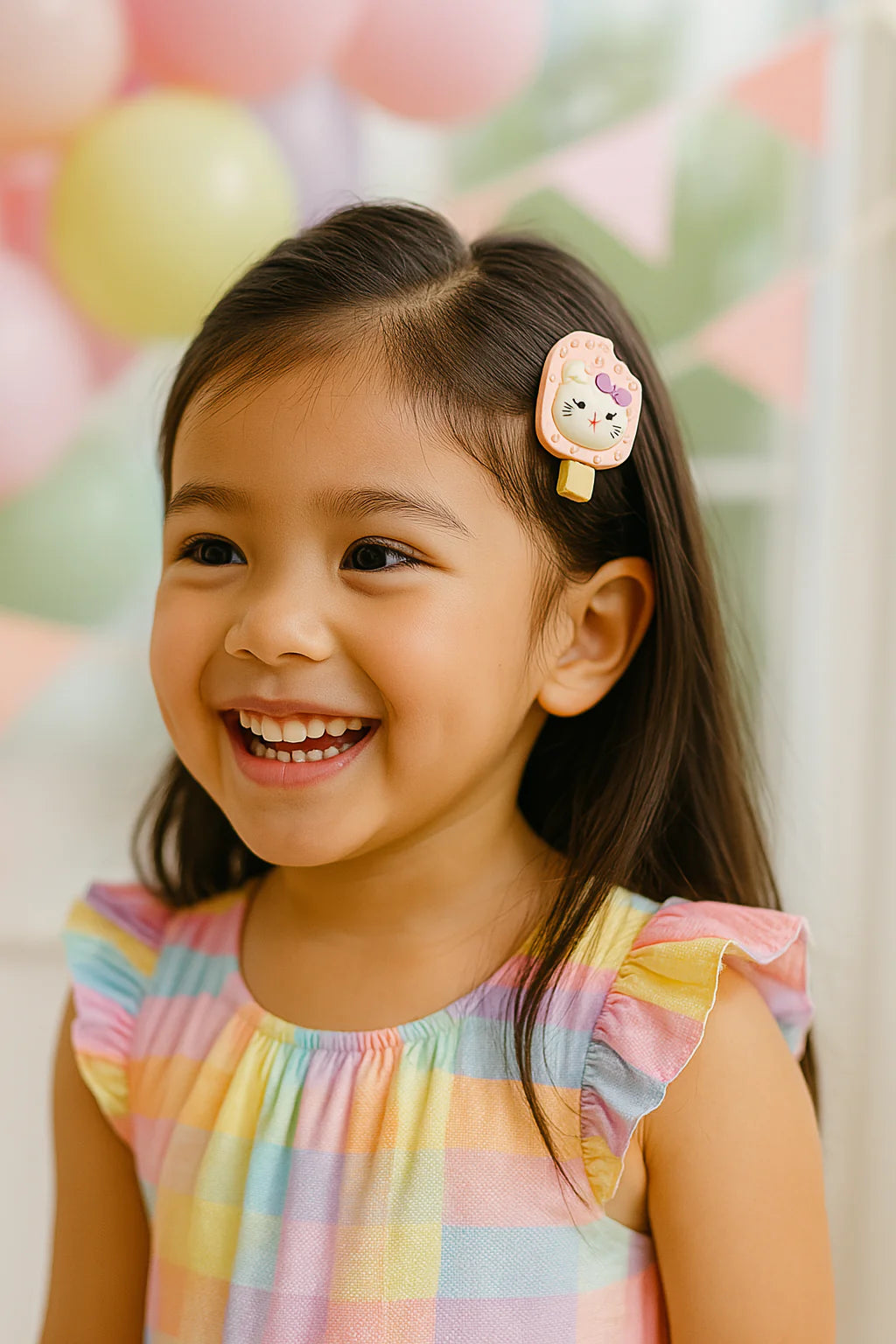 Teddy Scrunchie & Ice Cream Hair Clips Set (Pack OF 9)