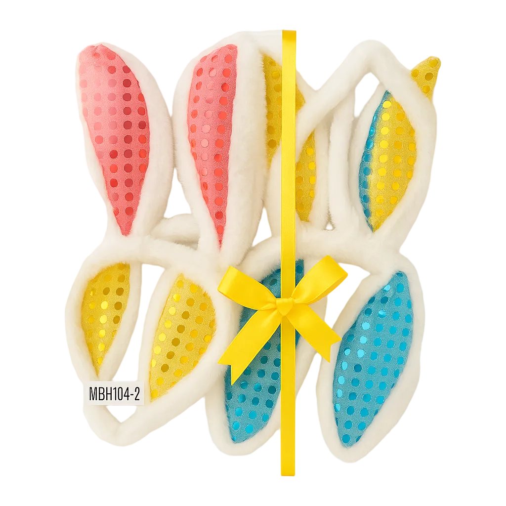 Colorful sequin leaf decorations with a yellow bow on a white background