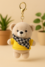 Teddy Bear Keychain Plush with Yellow Outfit
