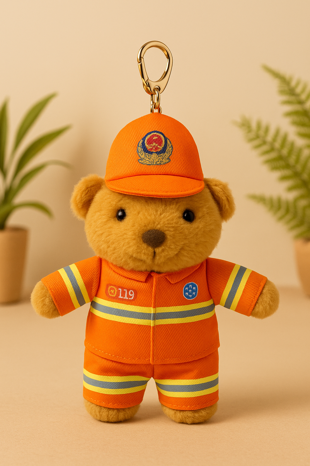 Firefighter Bear Keychain