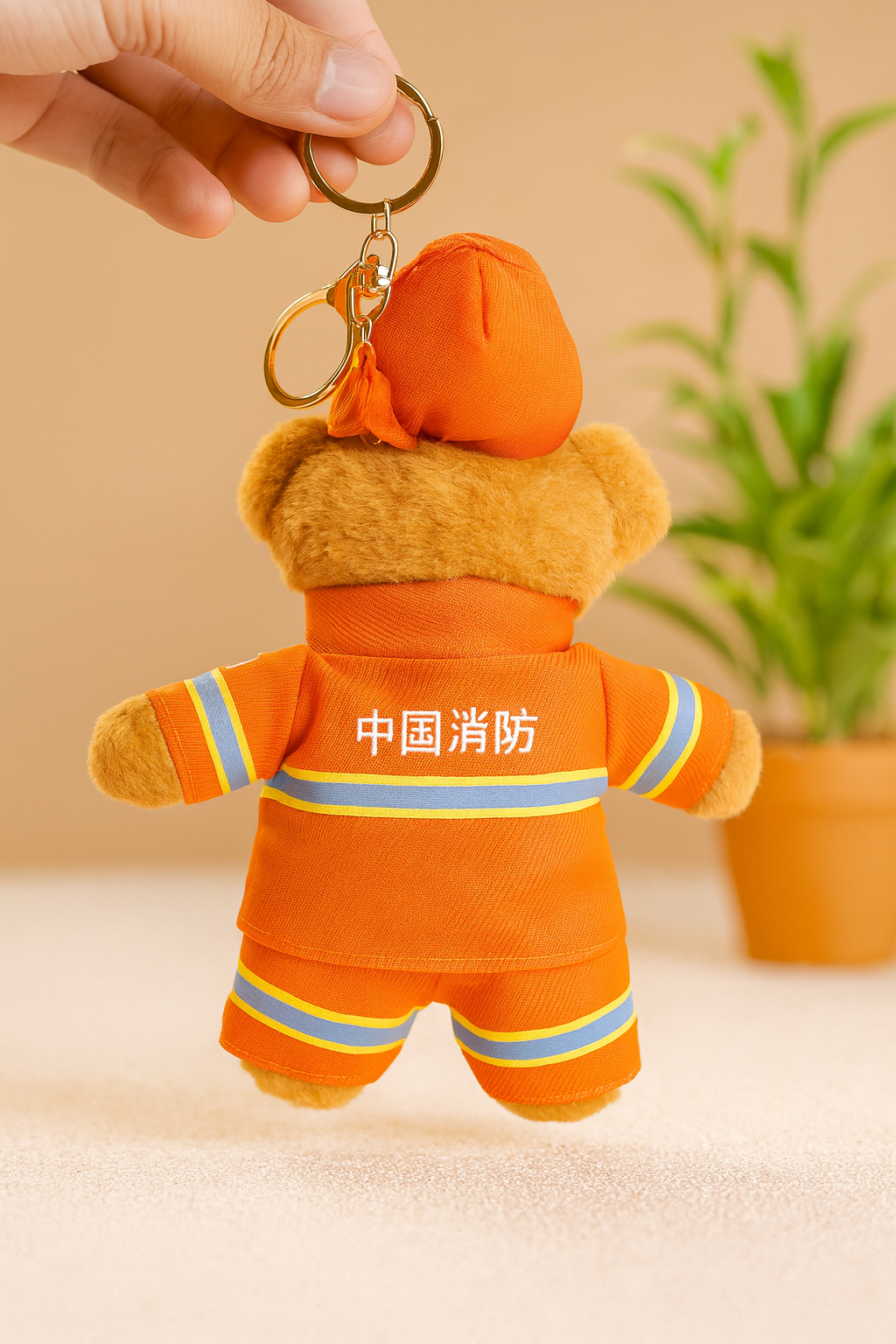 Firefighter Bear Keychain