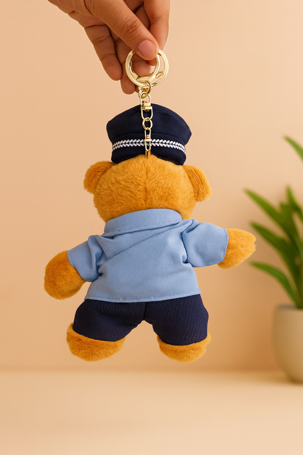 Police Bear Keychain – Plush Security Charm for Bags