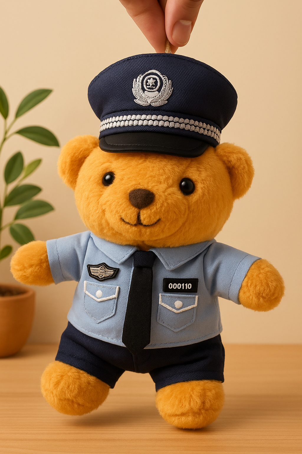 Police Bear Keychain – Plush Security Charm for Bags