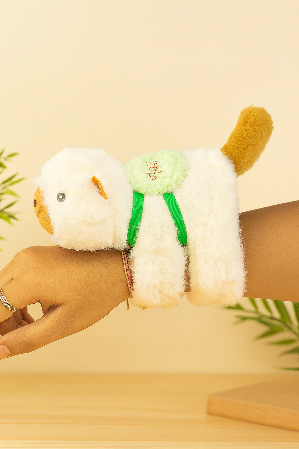 Plush Lamb Wristband for Kids with rotating tail