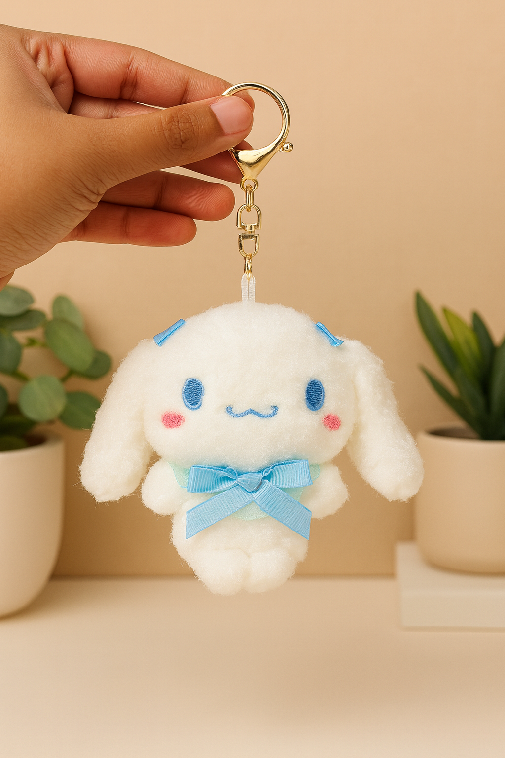 Blue Plush Bunny Keychain – Soft Toy Bag Charm