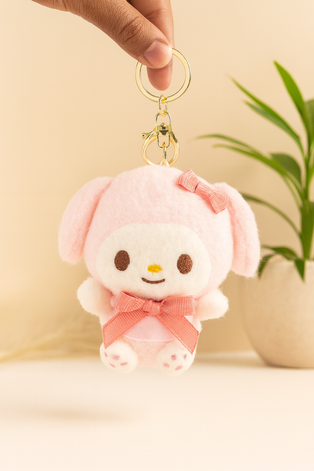 Kawaii Pink Plush Keychain
