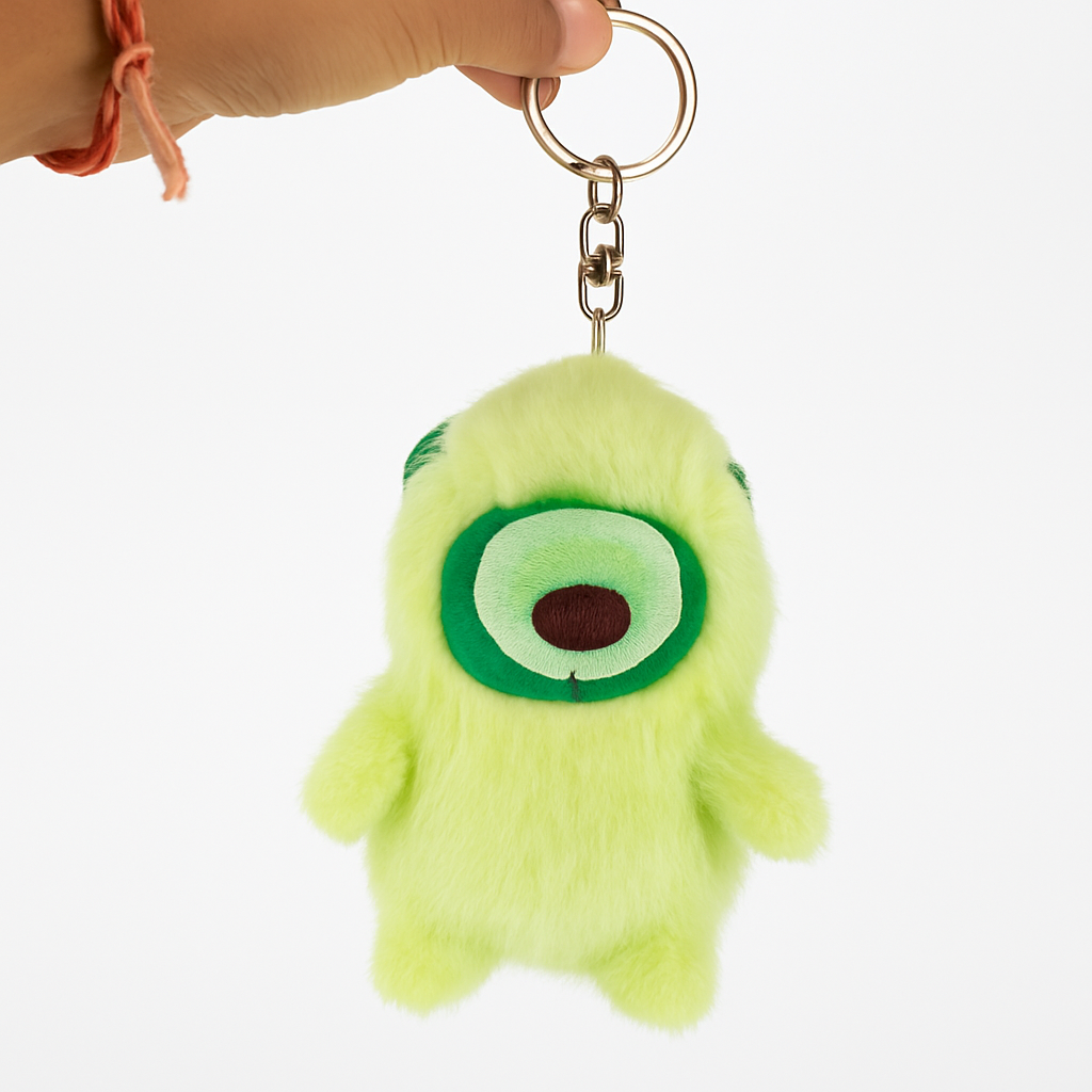 Cute Green Plush Keychain for Bags with vibration