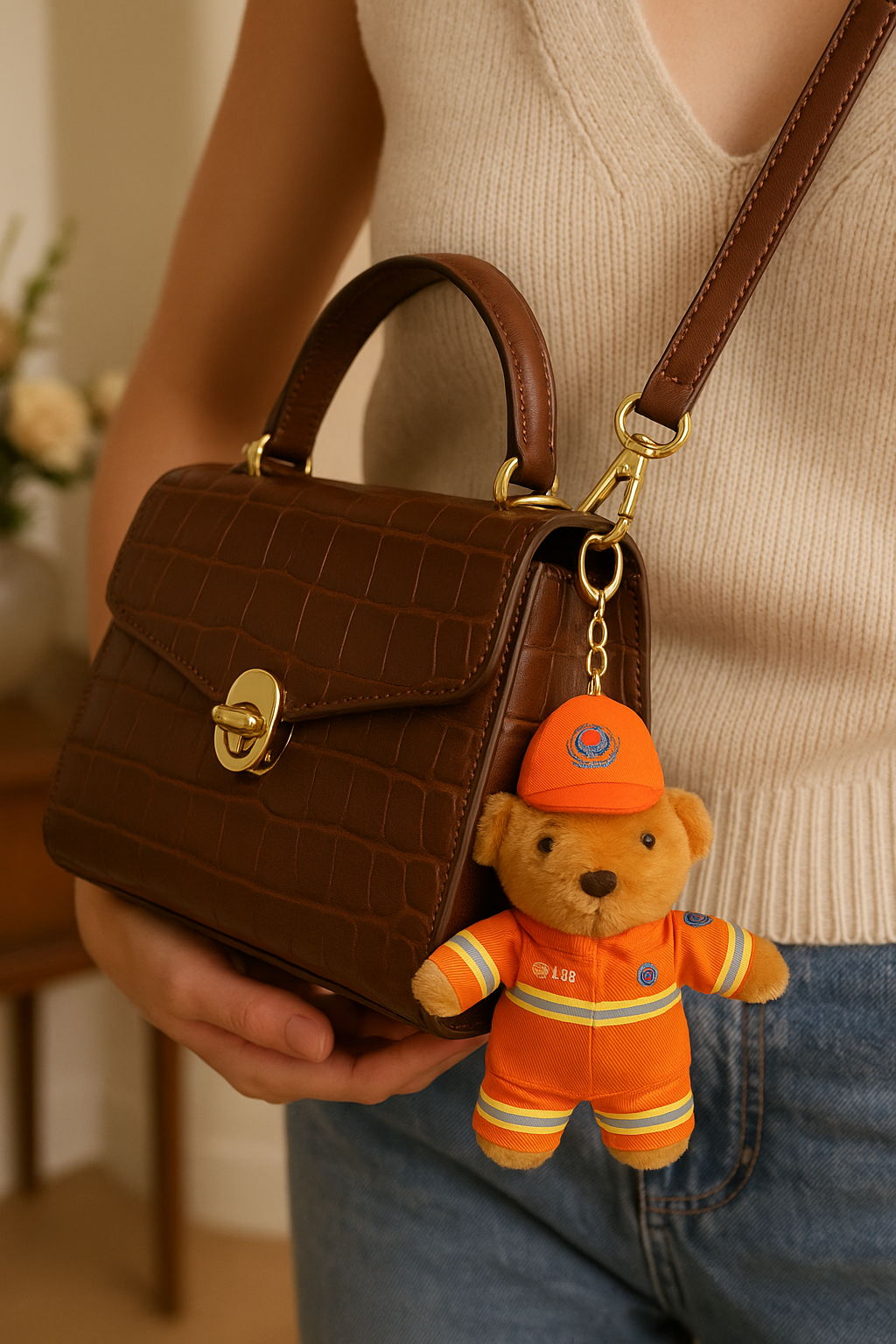 Firefighter Bear Keychain