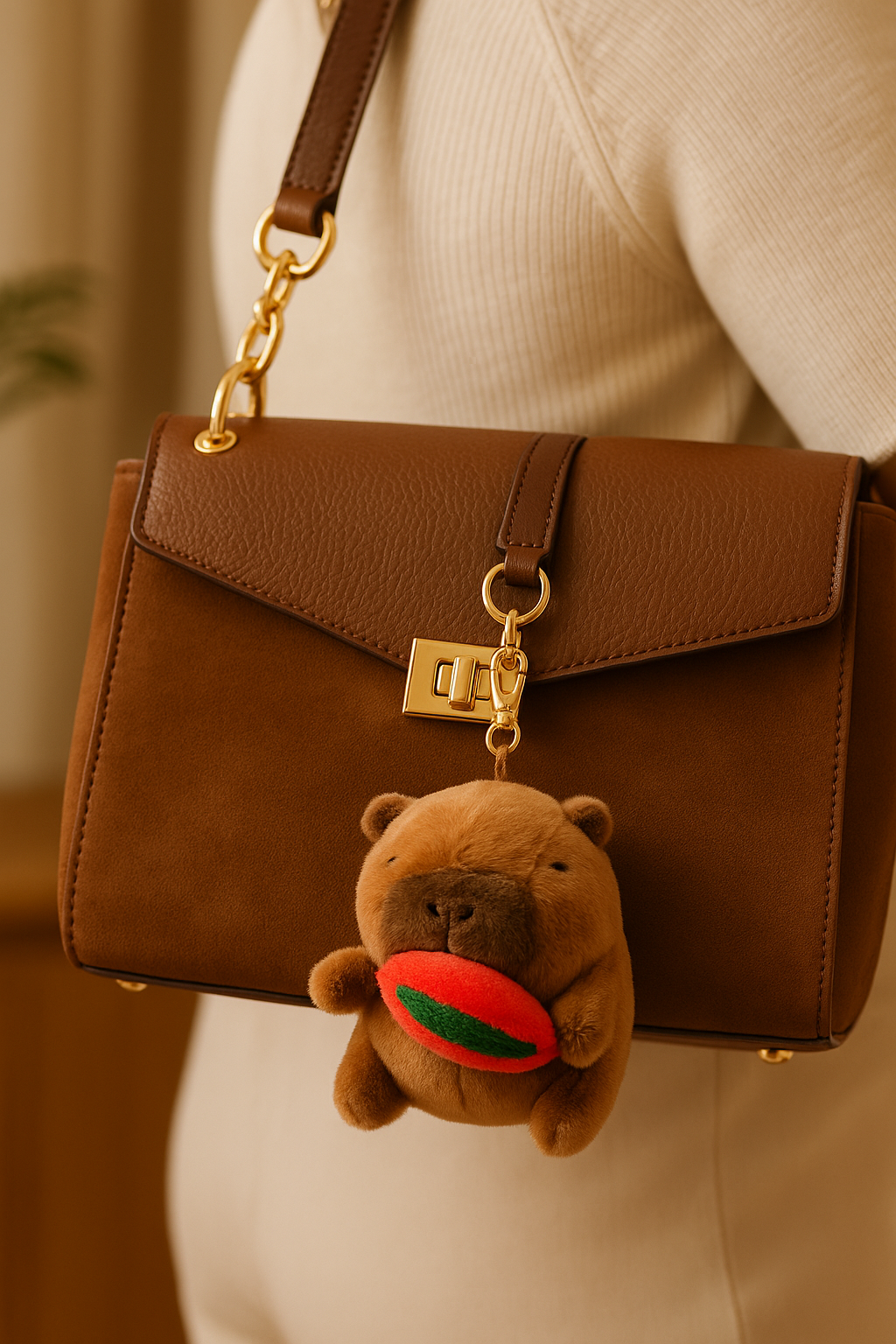 Cute Capybara Plush Keychain