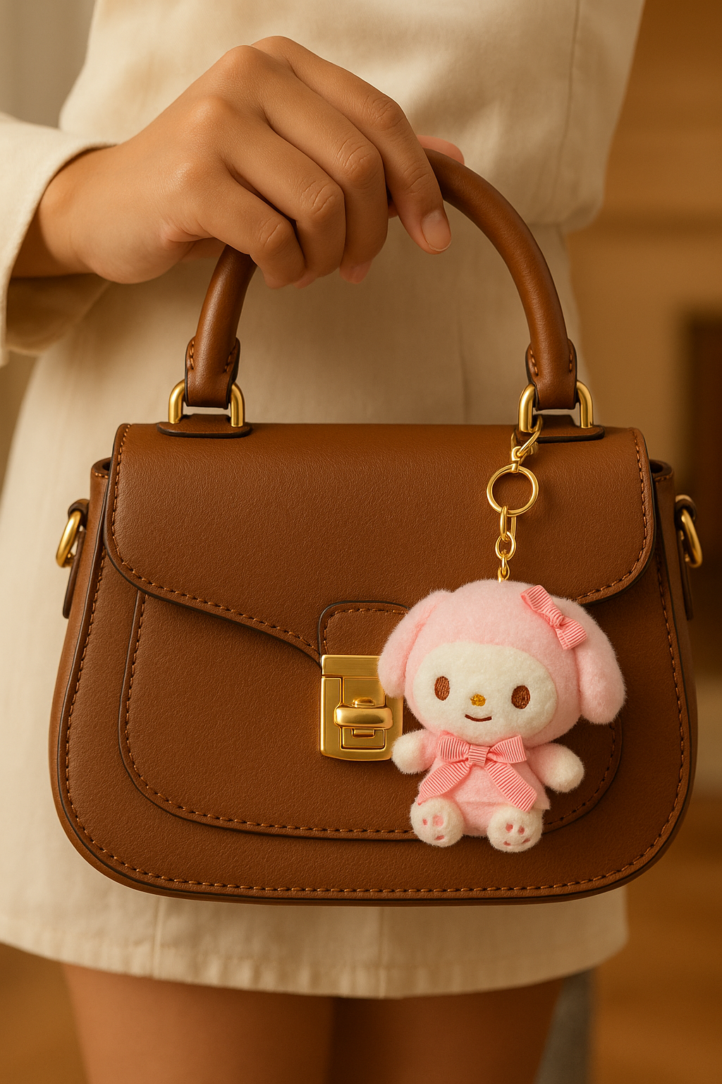 Kawaii Pink Plush Keychain