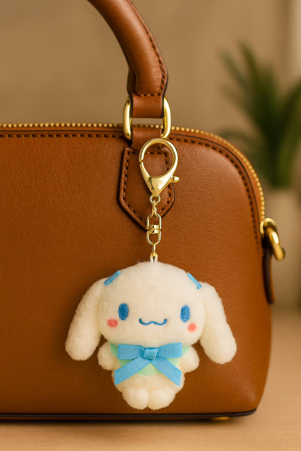 Blue Plush Bunny Keychain – Soft Toy Bag Charm