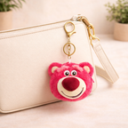 Pink Bear Plush Bag Charm with Zipper Pouch