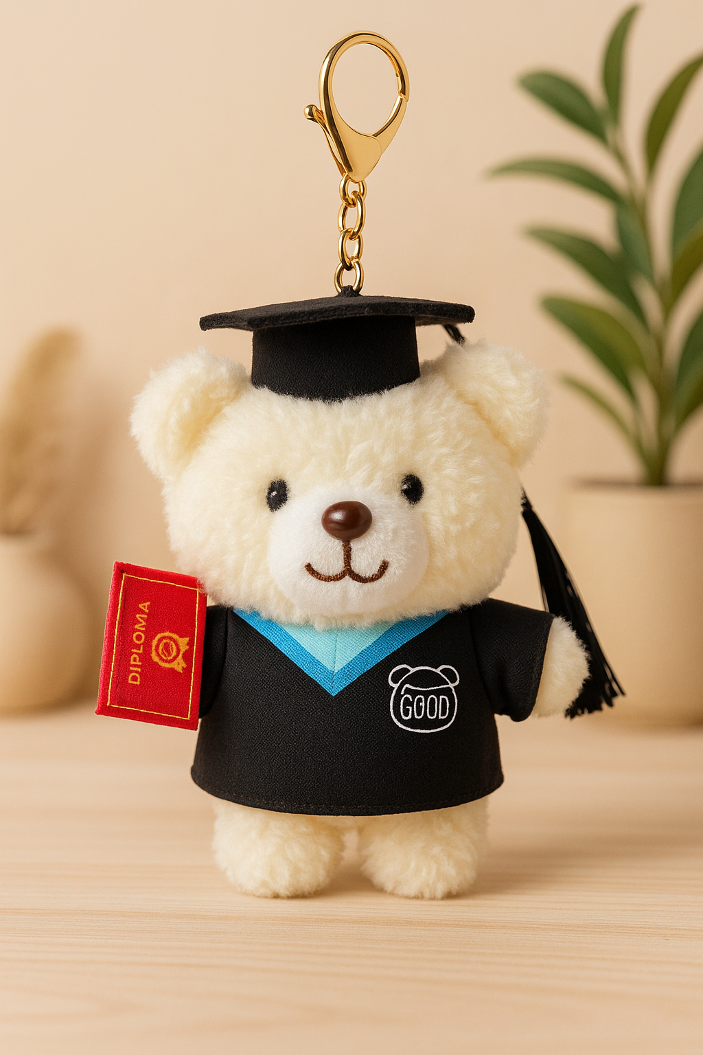 Graduation Teddy Bear Plush Keychain