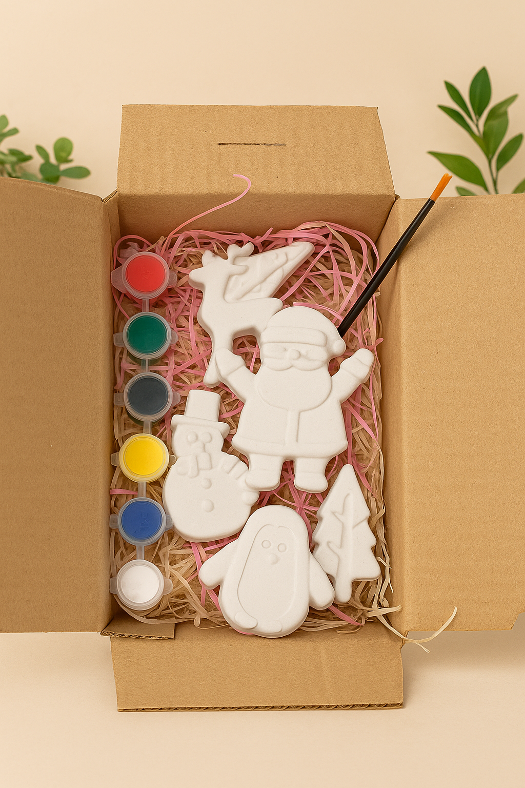 DIY POP Christmas Special Crafting Kit - 5 christmas themed big  shapes, 6 painting colors and a brush