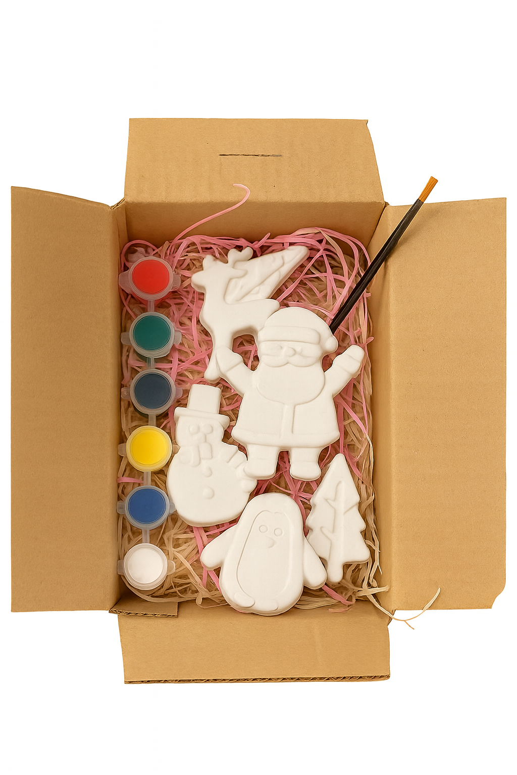 DIY POP Christmas Special Crafting Kit - 5 christmas themed big  shapes, 6 painting colors and a brush